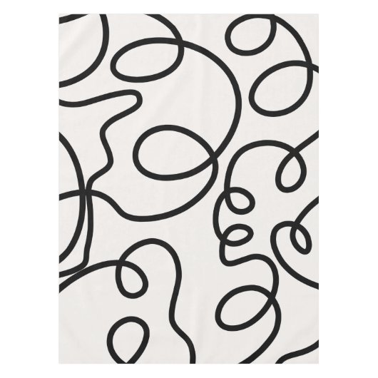 ブラシストロモダンーミニマルク（白黒） テーブルクロス (正面)