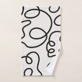 ブラシストロモダンーミニマルク（白黒） バスタオルセット (ハンドタオル)