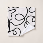 ブラシストロモダンーミニマルク（白黒） バスタオルセット (ウォッシュタオル)