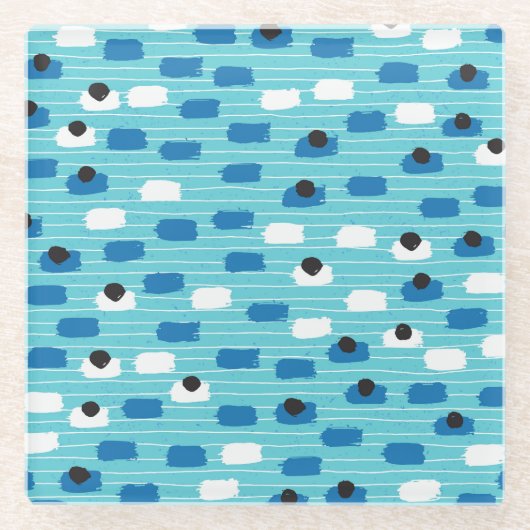 ブラシストロークのシームレスなパターン、手書き。 ガラスコースター (正面)