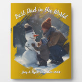 ブラシストロークのフォトフレーム金ゴールドの背景 フォトプラーク (正面)