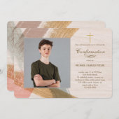 ブラシストロークの写真の確認招待状 招待状 (正面/裏面)