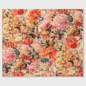 ブラシストロークの花のパターン ラッピングペーパー (フラット)