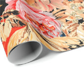 ブラシストロークの花のパターン ラッピングペーパー (ロールコーナー)