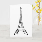 ブラシストロークエッフェル塔 カード (黄色い花)