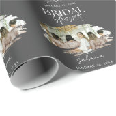 ブラシストロークカスタムフォトブライダルシャワーグレー ラッピングペーパー (ロールコーナー)