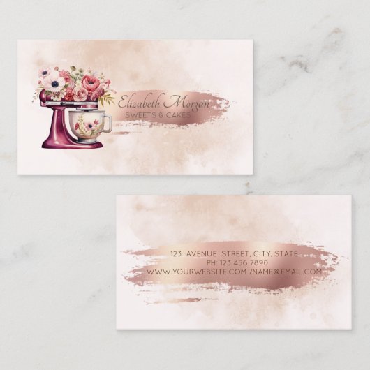 ブラシストロークグリッター赤ミキサーウォーター色 名刺 (正面/裏面)