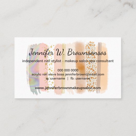 ブラシストロークパステルカラーメイクアップ 名刺 (裏面)
