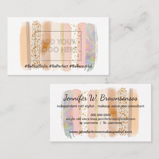 ブラシストロークパステルカラーメイクアップ 名刺 (正面/裏面)