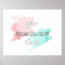 ブラシストロークパーソナライズされたカスタム引用文ピンクグリーン ポスター