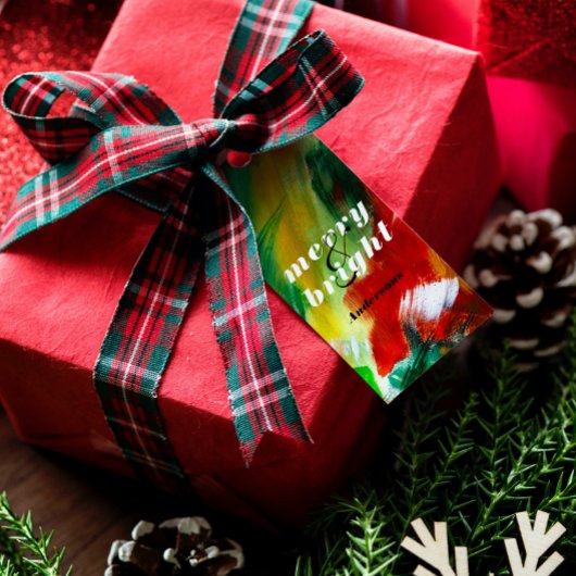 ブラシストロークフェスティバル抽象芸術クリスマスの背景 ギフトタグ