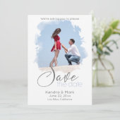 ブラシストロークフォトウィンドウ日付の保存 招待状 (スタンド正面)