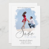 ブラシストロークフォトウィンドウ日付の保存 招待状 (正面/裏面)