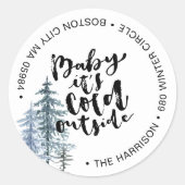 ブラシストロークベビー寒い外差出人住所 ラウンドシール (正面)