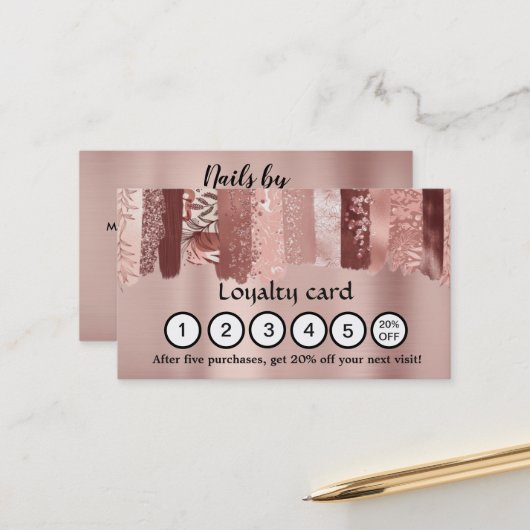 ブラシストロークモダンロイヤリティ名刺 予約カード (正面/裏面インサイチュ)