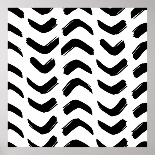 ブラシストロークヴィンテージのシームレスなパターン。黒と ポスター (正面)