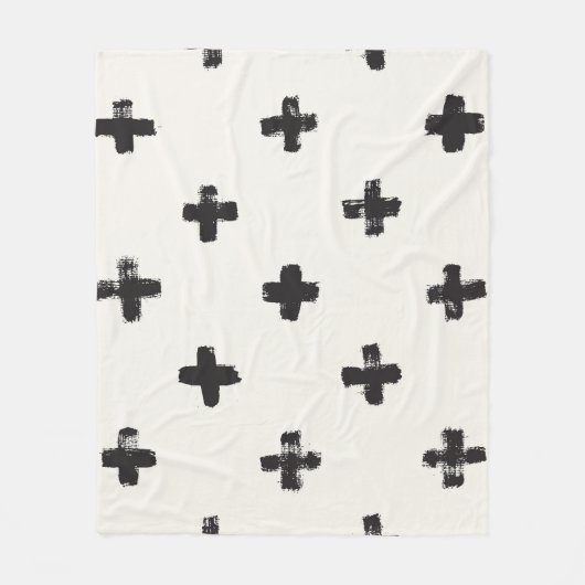 ブラシストロークヴィンテージシームレスパターン フリースブランケット (正面)
