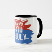 ブラシストローク付きアメリカンフラッグトップハットデザイン マグカップ (正面右)