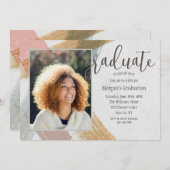 ブラシストローク写真卒業招待状 招待状 (正面/裏面)
