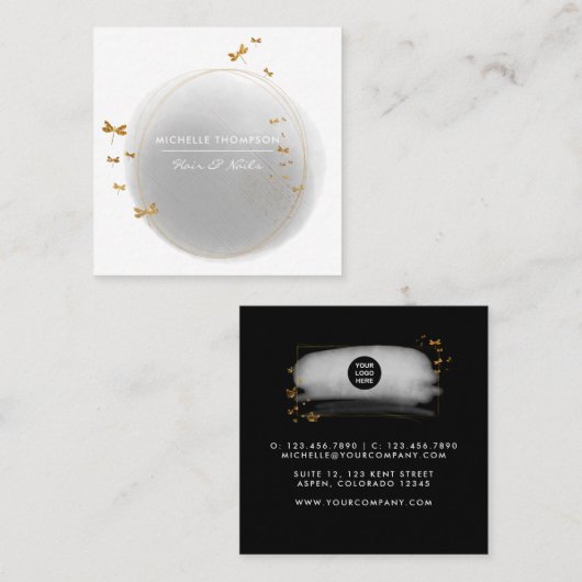 ブラシストローク四角形名刺 スクエア名刺 (正面/裏面)