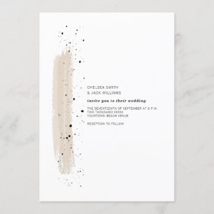 ブラシストローク斑点ピンクのミニマリモダンスト結婚ズ 招待状