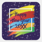 ブラシストローク新年20xxパーティー スクエアシール (正面)