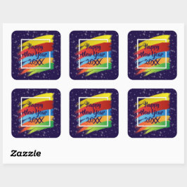 ブラシストローク新年20xxパーティー スクエアシール