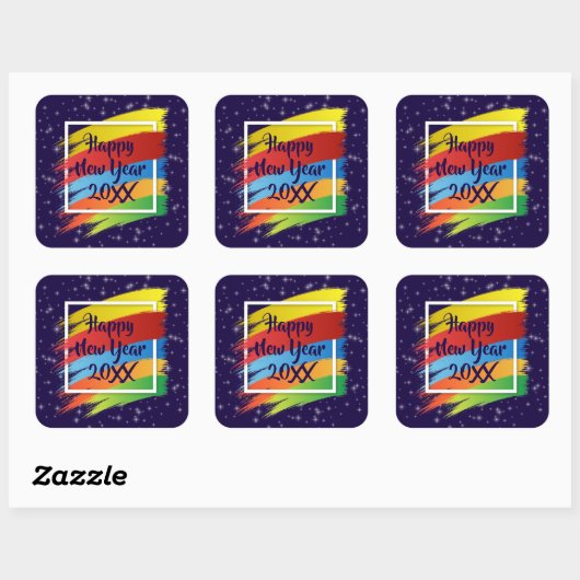 ブラシストローク新年20xxパーティー スクエアシール (シート)