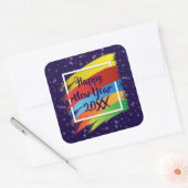 ブラシストローク新年20xxパーティー スクエアシール (封筒)