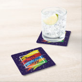 ブラシストローク新年20xxパーティー スクエアペーパーコースター (インサイチュ)