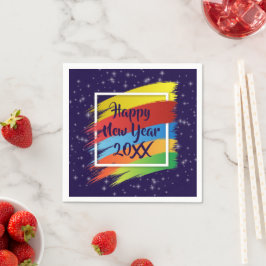 ブラシストローク新年20xxパーティー スタンダードカクテルナプキン
