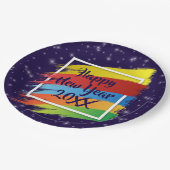 ブラシストローク新年20xxパーティー ペーパープレート (アングル)