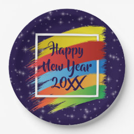 ブラシストローク新年20xxパーティー ペーパープレート