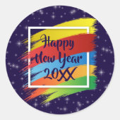 ブラシストローク新年20xxパーティー ラウンドシール (正面)