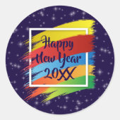 ブラシストローク新年20xxパーティー ラウンドシール (正面)