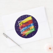 ブラシストローク新年20xxパーティー ラウンドシール (封筒)