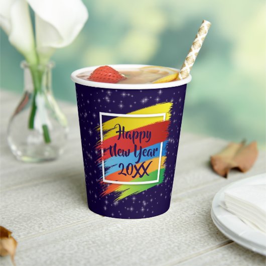 ブラシストローク新年20xxパーティー 紙コップ (インサイチュ)