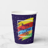 ブラシストローク新年20xxパーティー 紙コップ (裏面)