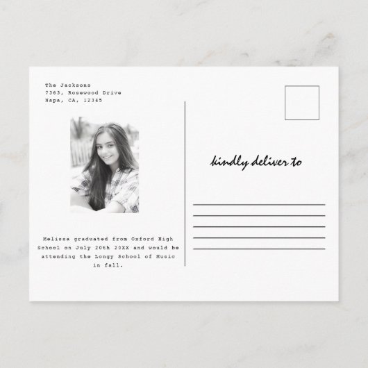 ブラシストローク自分の2枚の写真の卒業を追加 案内ポストカード (裏面)