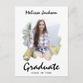 ブラシストローク自分の2枚の写真の卒業を追加 案内ポストカード (正面)