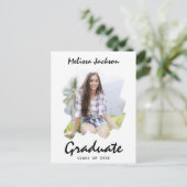 ブラシストローク自分の2枚の写真の卒業を追加 案内ポストカード (スタンド正面)