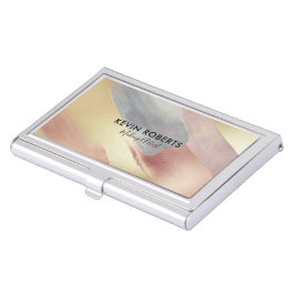 ブラシストローク金ゴールドピンクとグレー 名刺入れ