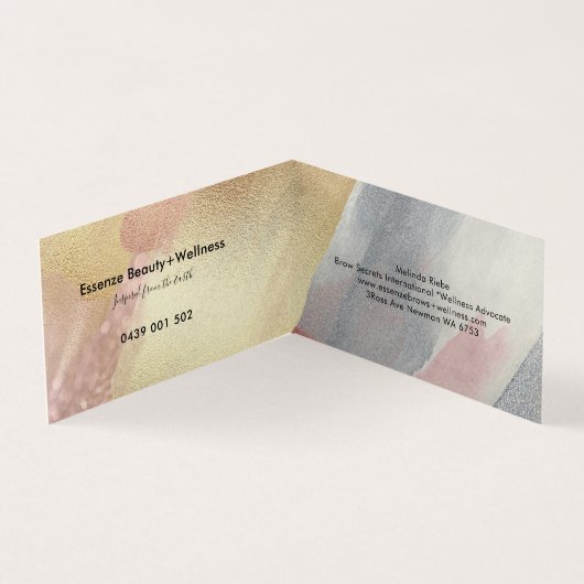 ブラシストローク金ゴールドピンクとグレー 名刺 (内部)