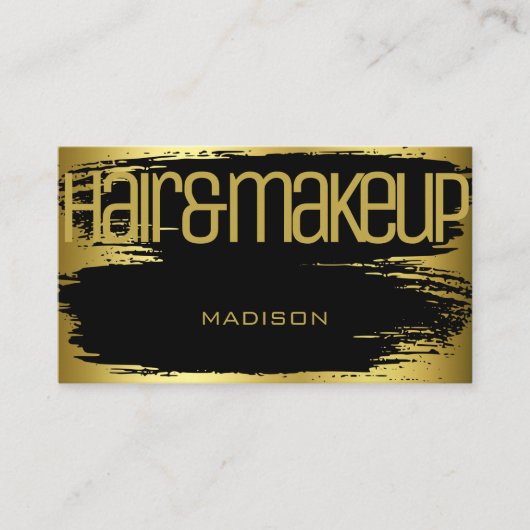 ブラシストローク金ゴールドブラックグラマラスラグジュアリー美しい 名刺 (正面)