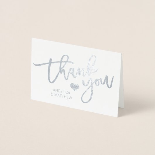 ブラシストローク銀箔ありがとうござ結婚う | フォト 箔カード (正面)