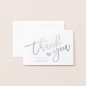 ブラシストローク銀箔ありがとうござ結婚う | フォト 箔カード (封筒付き正面)