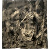 「ブラシストローク」で染色されたねじれたベージュの正方形 シャワーカーテン (正面)