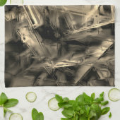 「ブラシストローク」で染色された多数のねじれた正方形 キッチンタオル (折り畳み)