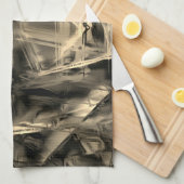 「ブラシストローク」で染色された多数のねじれた正方形 キッチンタオル (四つ折り)