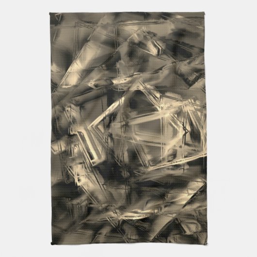 「ブラシストローク」で染色された多数のねじれた正方形 キッチンタオル (縦)